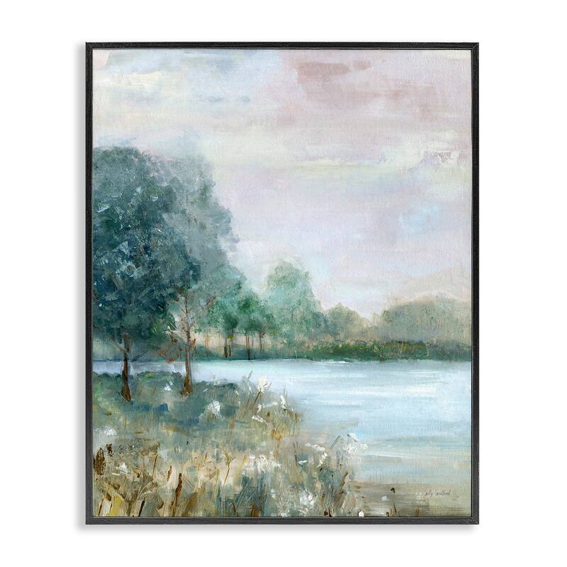Stupell Serene Riverside View Framed Giclee Art Design By Sally Swatland - 24 x 30 - Black