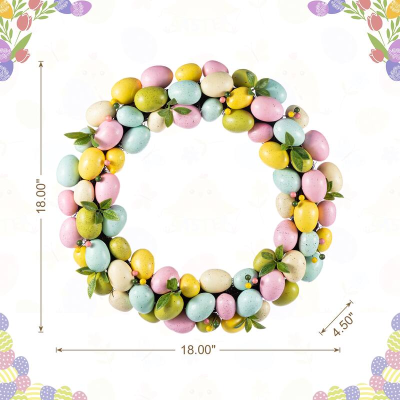 Glitzhome 18"D Easter Eggs Wreath for Front Door Wall Decoration