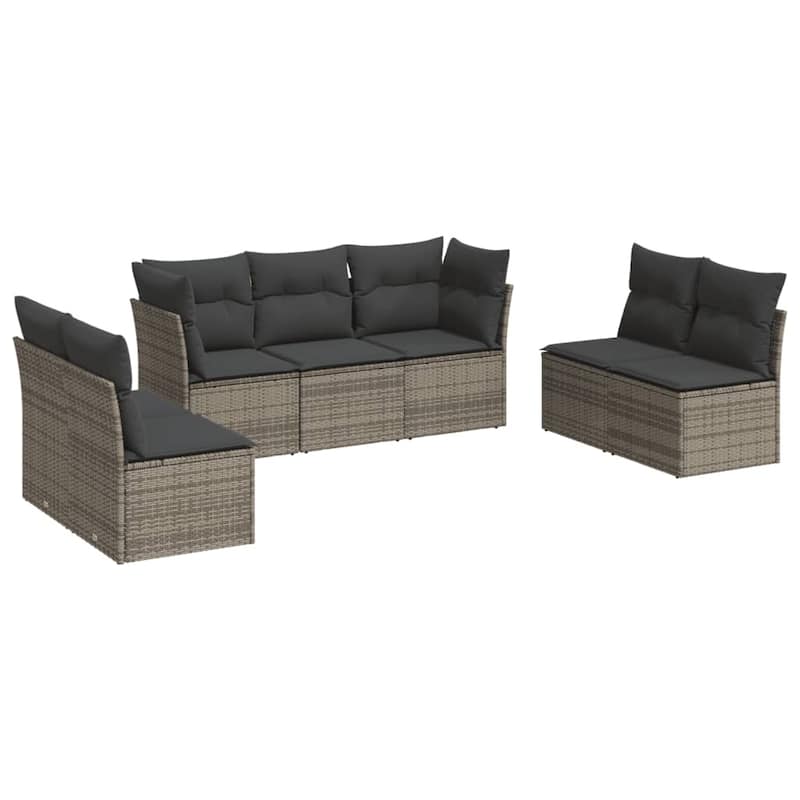 vidaXL Garden Sofa Set Grey PE rattan Large Removable Covers - 24.4 x 24.4 x 27.2