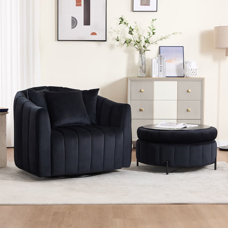 40.4"W Modern Swivel Accent Chair,Swivel Single Sofa Chair with Ottoman