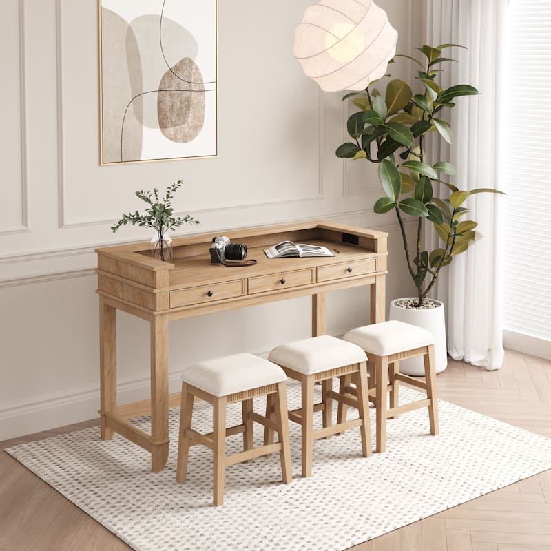 4-Piece Dining Bar Table Set - Brown