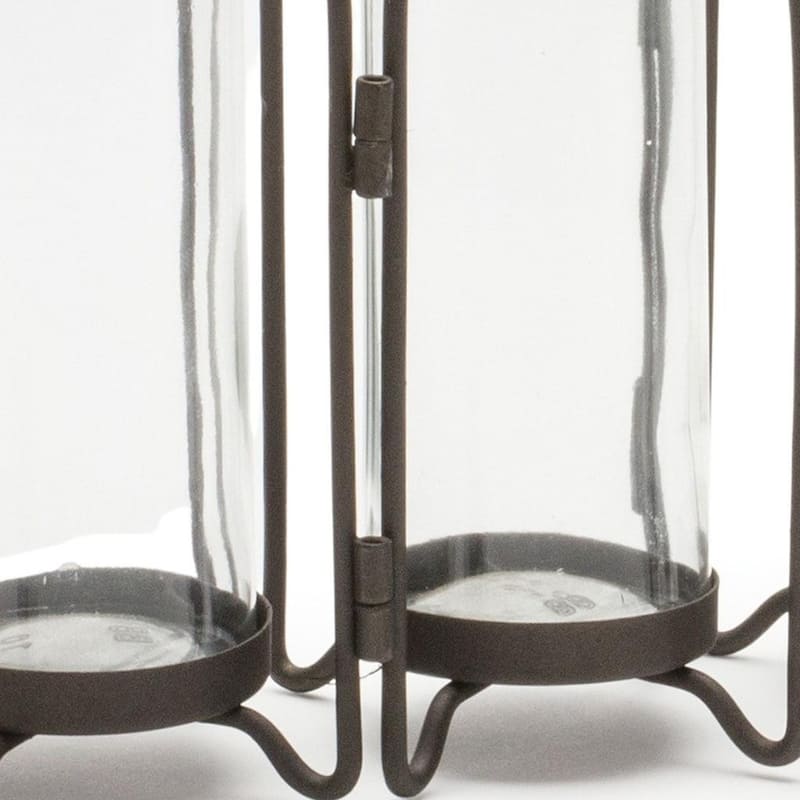 8" Black And Clear Glass And Metal Triple Test Tube Table Vase - 9.25