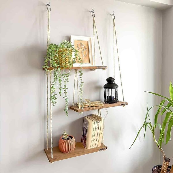 beaded plant hanger Handmade Boho Wooden Beaded Plant Hanger main image 1