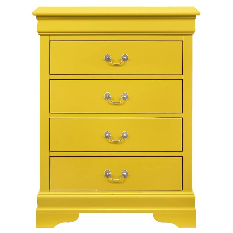 4-Drawer Wooden Bedroom Chest - 41" - Yellow
