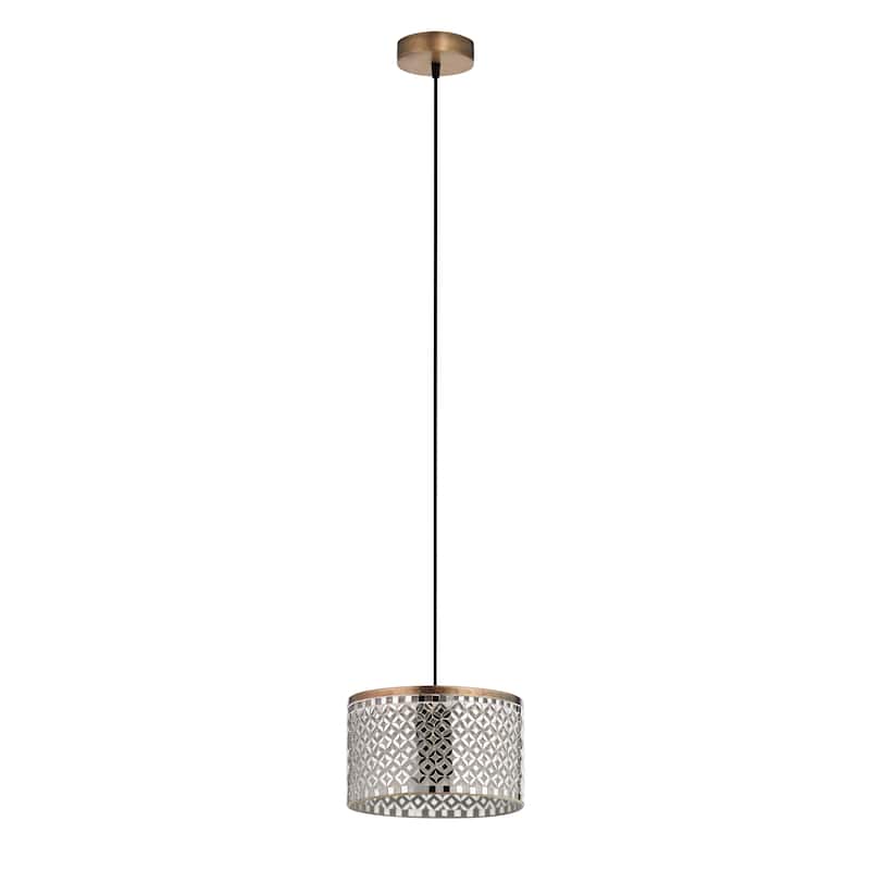 Taffy River of Goods Silver, White and Brass-Colored Pendant Lamp - 10" x 10" x 7.5"/65.5"