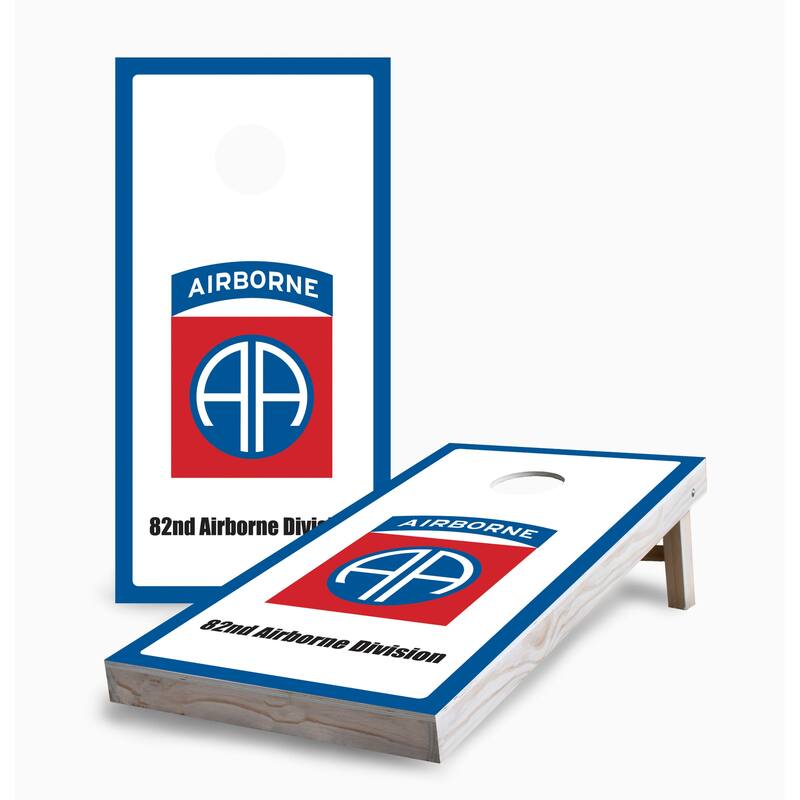 82nd Airborne Division Corn Hole Board Set w Case & Lights - 16 Years and Up