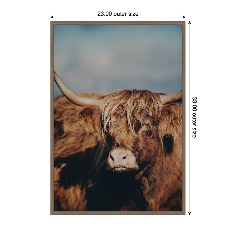 Kate and Laurel Highland Cow X by Laura Evans Framed Canvas Wall Art Print