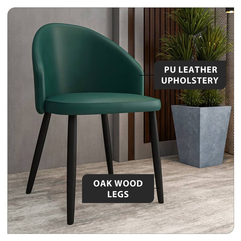 Upholstered Dining Chair in Leather/Fabric/Boucle with Wood Legs Set of 2 Paradiso Collection