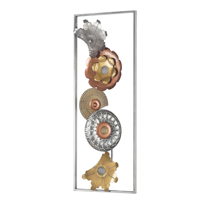 Adeco Metal Wall Decor with Frame Flowers Set of 2 Wall Art Sculptures