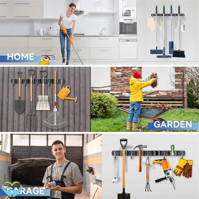 Broom Organizer Storage Tool Racks Stainless Steel