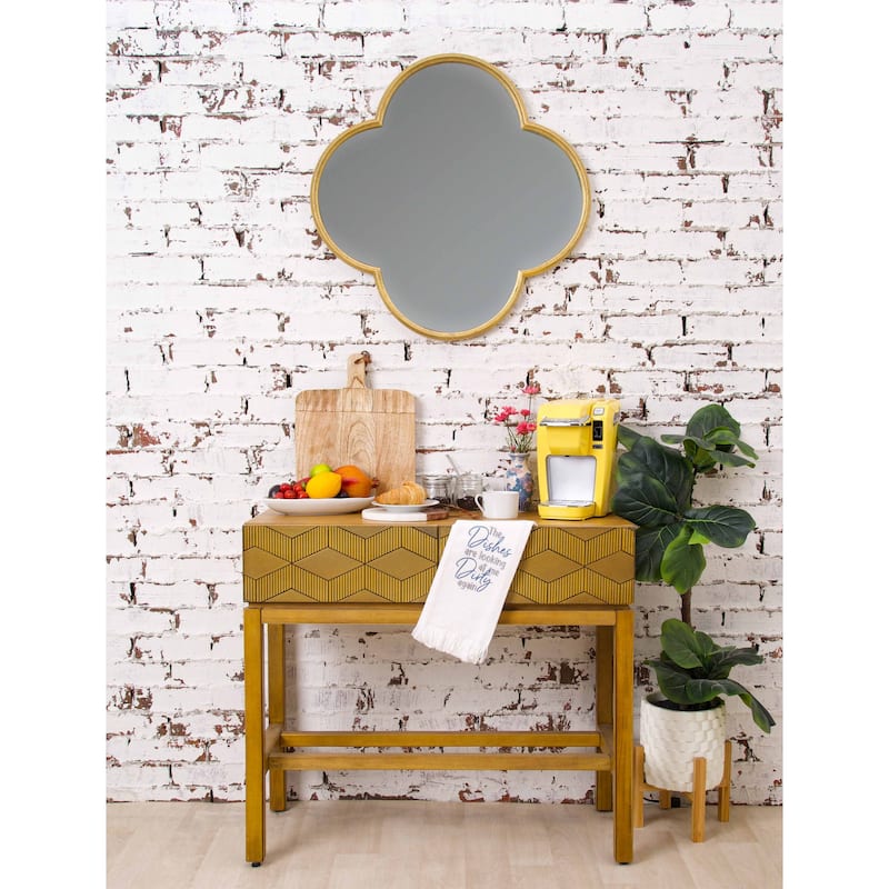 Dishes Looking At Embroidered Waffle Weave Kitchen Towel