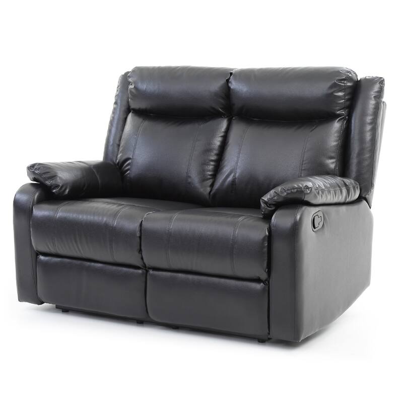 Faux leather 2-Seater Reclining Sofa - 55" - Black