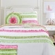 preview thumbnail 1 of 5, Cozy Line Charlotte Chic Pink Green Ruffle Quilt Bedding Set