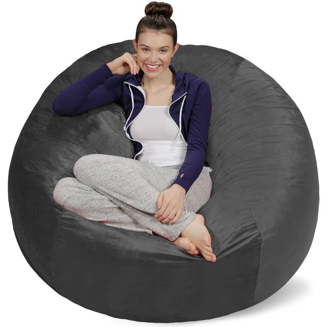 5-foot Bean Bag Chair Large Memory Foam Bean Bag - Charcoal - Large