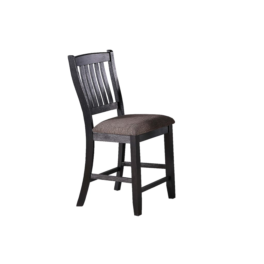 Contemporary Style Dining Chairs Counter Height Slat Back Black Finish