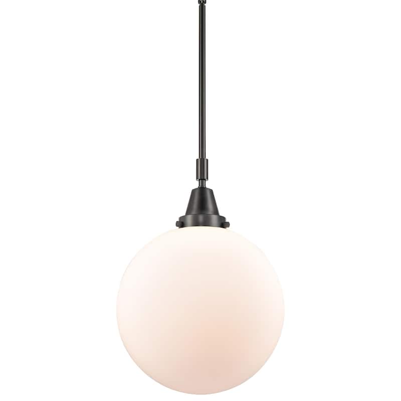 Innovations Lighting 447-1S-16-12 Beacon Pendant Beacon 12" Wide - Matte Black / Matte White
