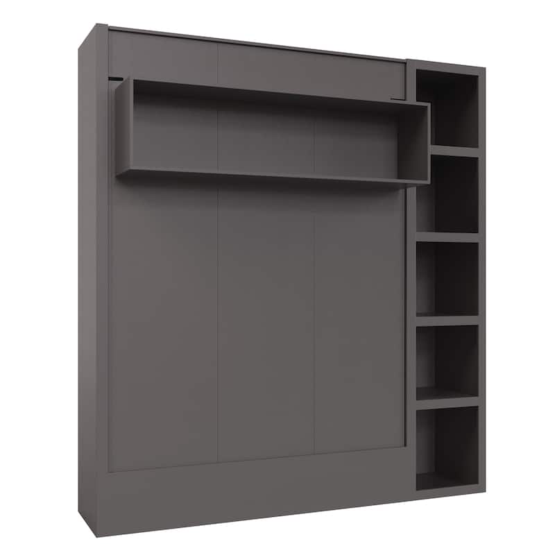 Easy-Lift Queen Murphy Wall Bed with Bookshelf