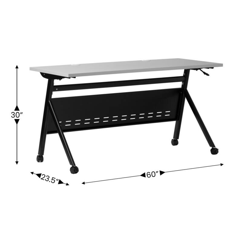 Commercial Nesting Flip Training Table with Steel Frame and Y-Legs - 23.5"W x 60"D x 30"H
