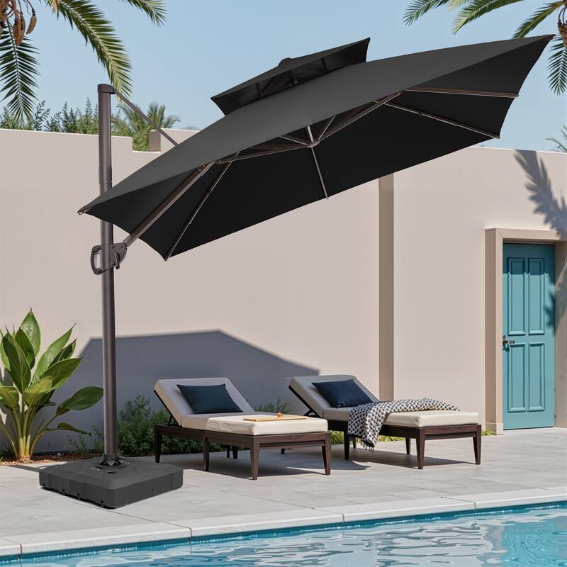 Pellebant Outdoor 9x11FT Patio Cantilever Umbrella Dual Top
