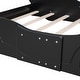 preview thumbnail 9 of 8, Full Size Race Car-Shaped Wooden Floor Platform Bed with Wheels, Black