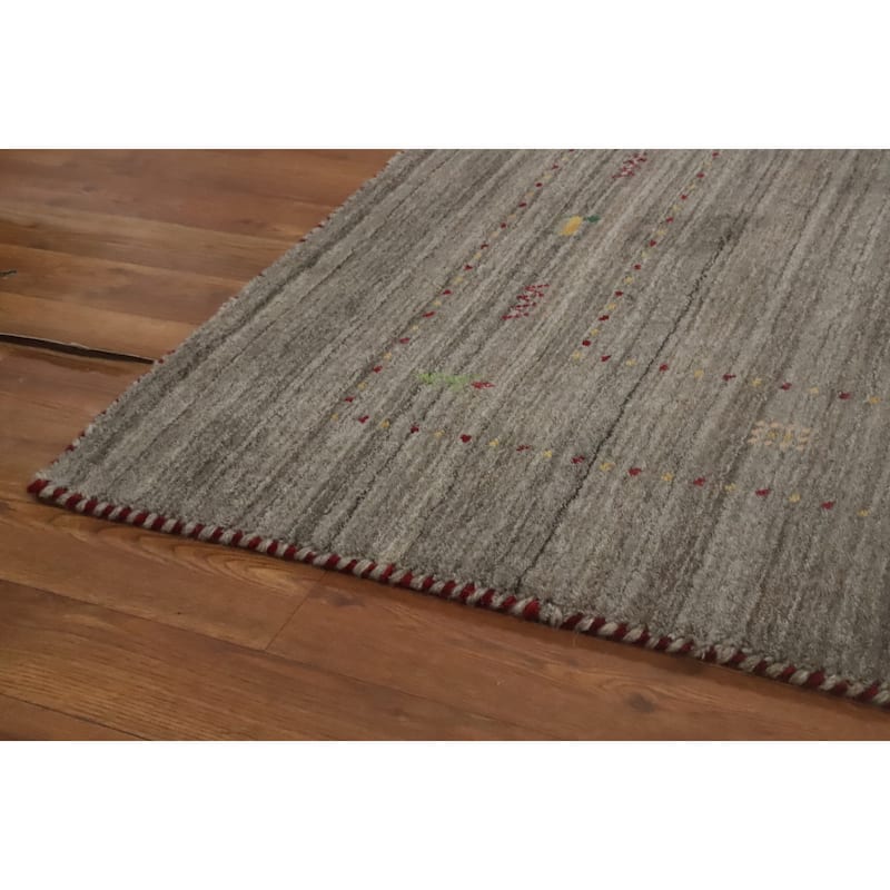 Hand Knotted Oriental 100% Wool Carpet Tribal Animal Pictorial Greys & Charcoal Gabbeh Area Rug - 7' 9'' X 5' 1''