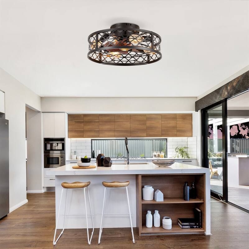 20Inch Farmhouse Ceiling Fans with Remote Control,6 Speed Reversible Flush Mount Low Profile Rustic Ceiling Fan - N/A