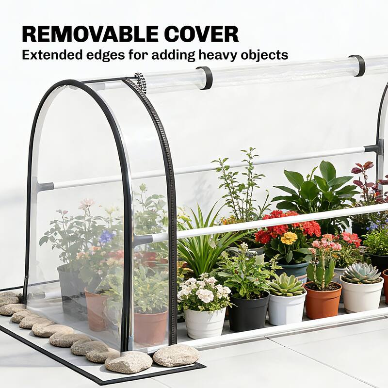 Outsunny Raised Garden Bed with Flip-Up Greenhouse Cover, Metal Elevated Garden Bed, 39.4" x 19.3" x 53.5"