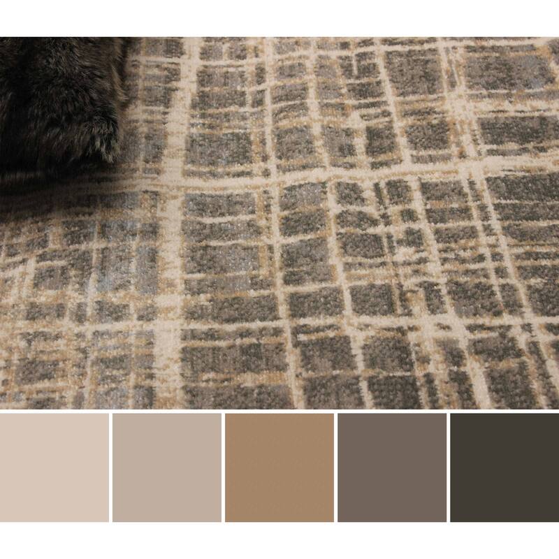 ECARPETGALLERY Machine Woven Lattice Grey Area Rug