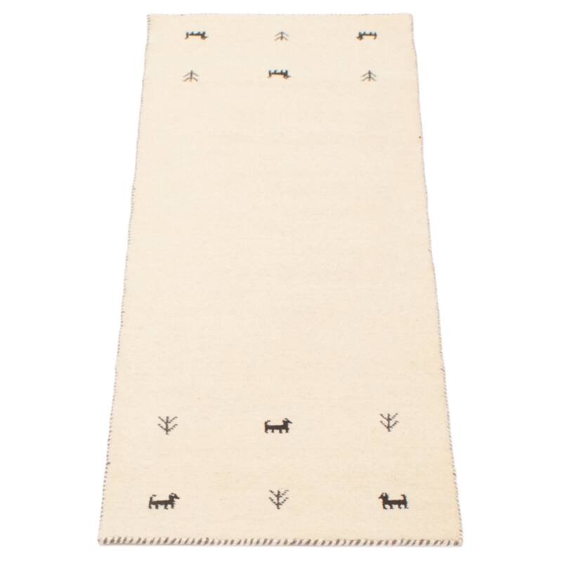 Kashkuli Gabbeh Cream Rug 1'11" x 5'10" - 1'11 x 5'10