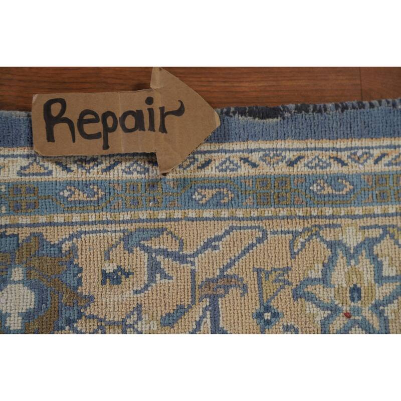 Hand Knotted Oriental 100% Wool Carpet Traditional Floral Navy Blue & Blues Sarouk Area Rug - 10' 4'' X 6' 8''