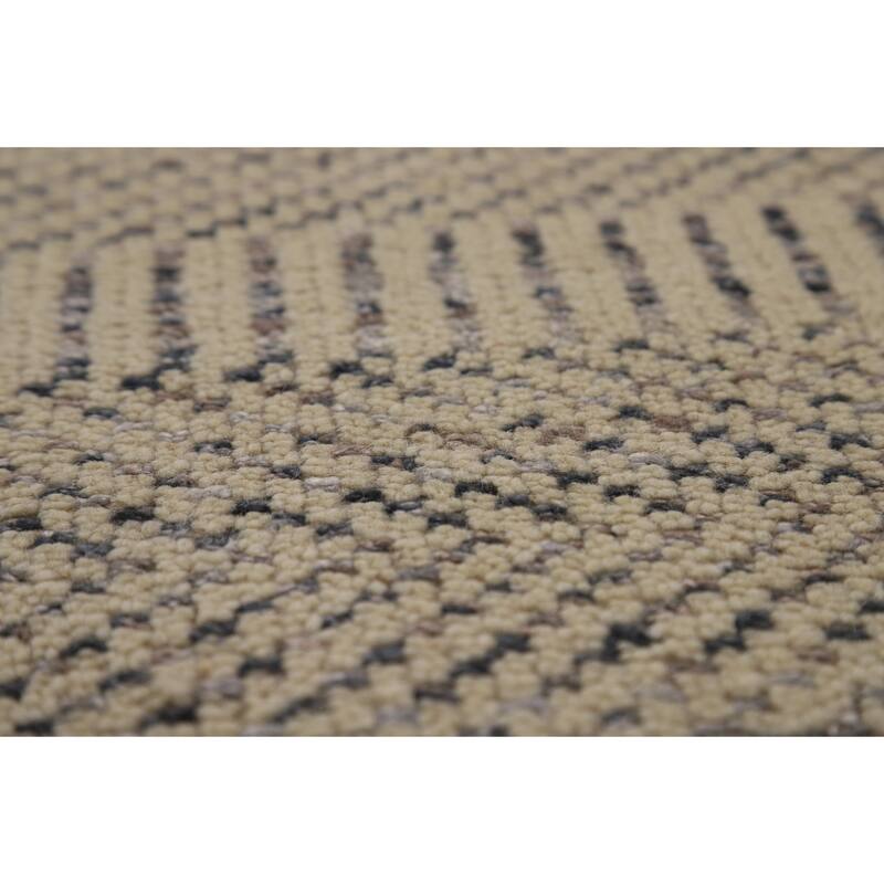 Beige Moroccan Area Rug Hand-Knotted Oriental Wool Carpet - 4'11" x 7'10"