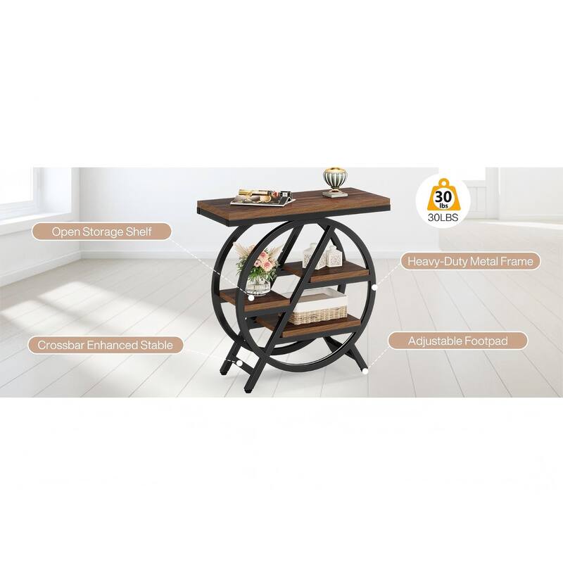3-Tier Narrow End Table with Storage,Modern Side Table