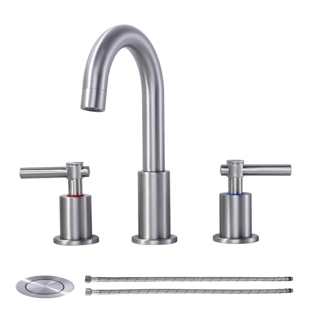 WOWOW Widespread 8 in. Double Handle Bathroom Faucet