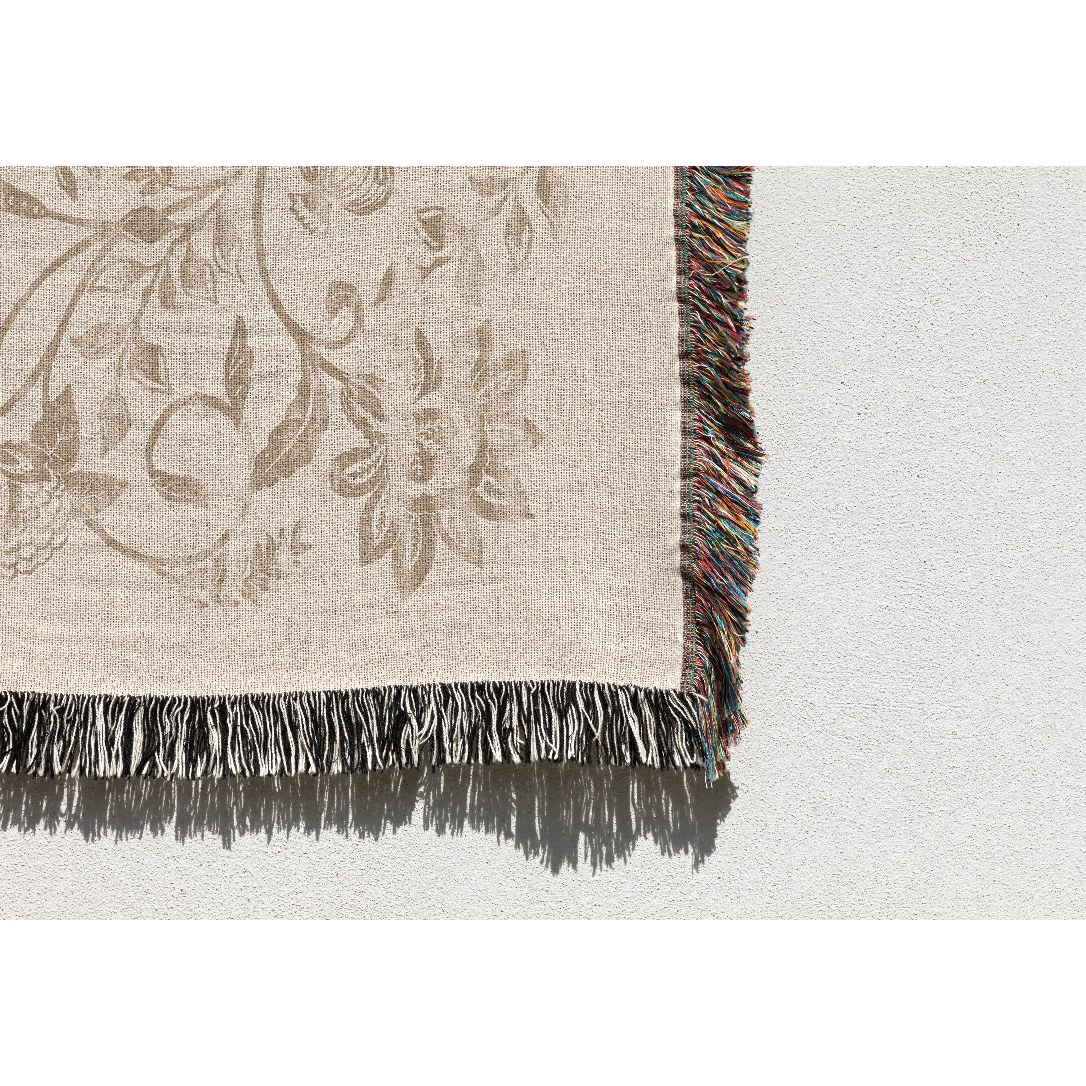 HEIDI NATURAL Woven Fringe Throw Blanket by Kavka – Soft Cozy Boho Decor-image