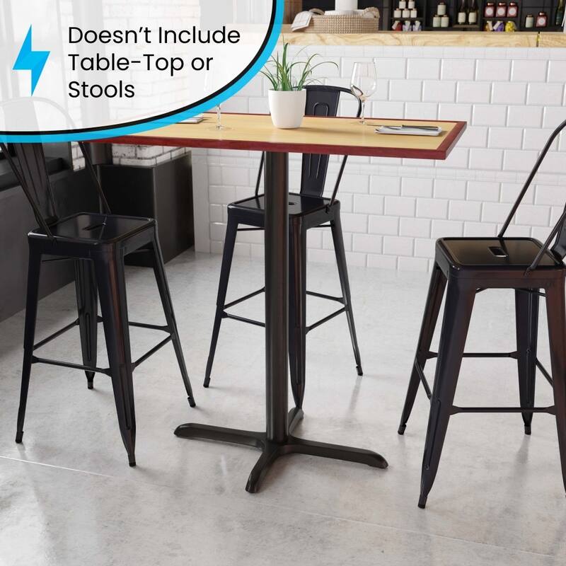 23.5" x 29.5" Restaurant Table X-Base with 3" Dia. Bar Height Column