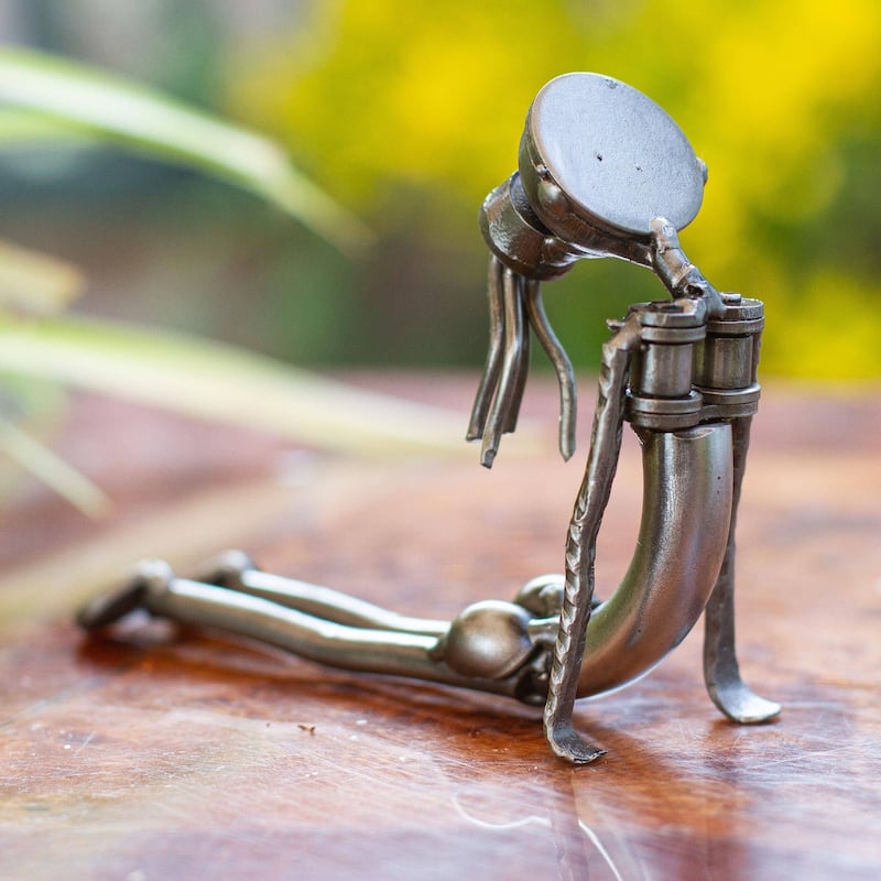 NOVICA Cobra Pose II, Recycled metal yoga sculpture
