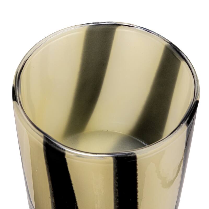 Glass Candle Holder with Stripes