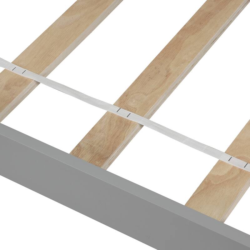 Twin Size Gray Wood Platform Bed with Headboard and Footboard