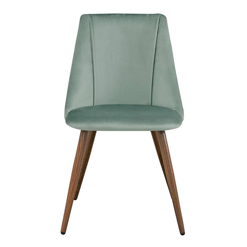 HomeRoots Set of Two Green and Brown Velvet and Steel Dining Side Chairs - 18.10 in. x 32.70 in. x 16.90 in.