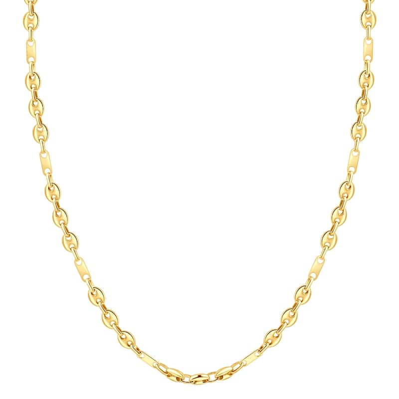 Bliss Diamond Yellow Gold Women's 22" Marine Chain Necklace 14.2 Grams 5.5mm Thick - Yellow - 18 Inch - White