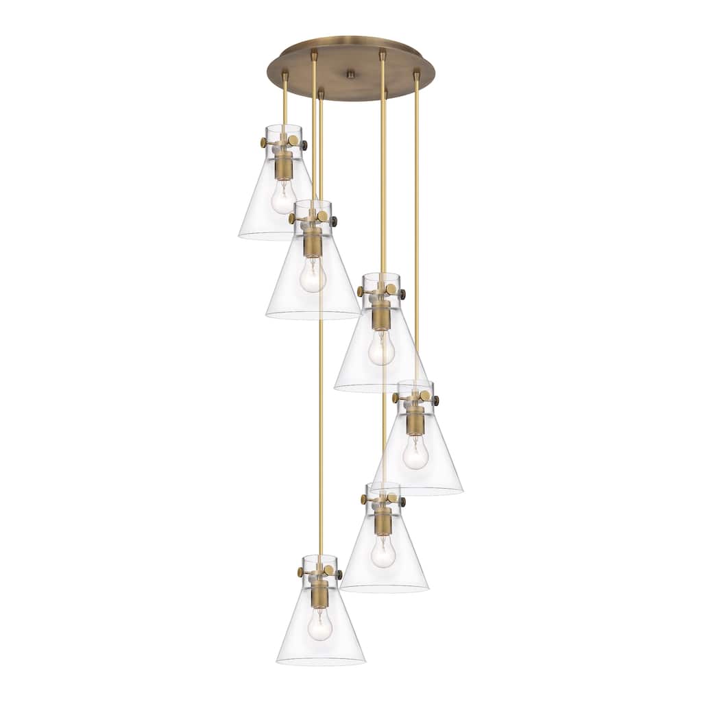 Innovations Lighting Newton Cone - 6 Light 8" Cord Hung Multi Pendant - 14" Canopy
