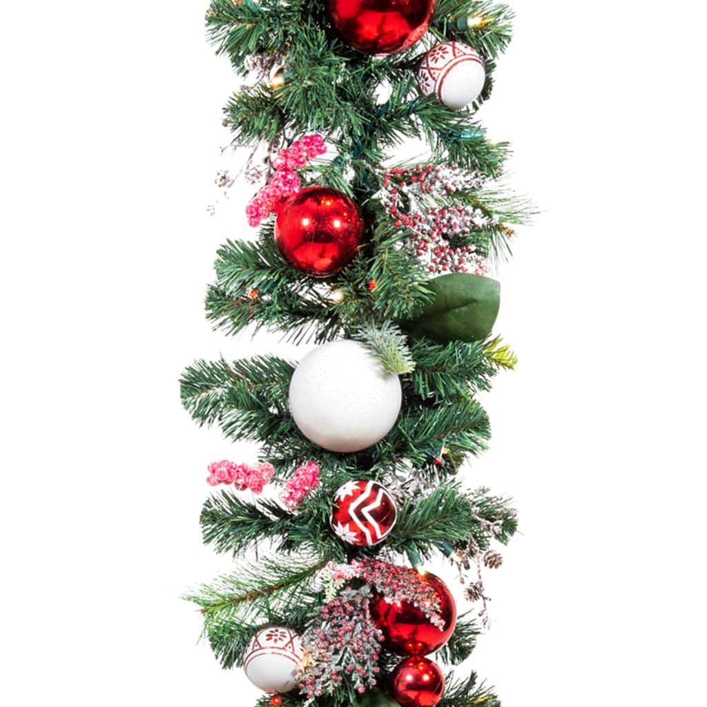 9 ft. Artificial Christmas Garland with Lights - Nordic - Red
