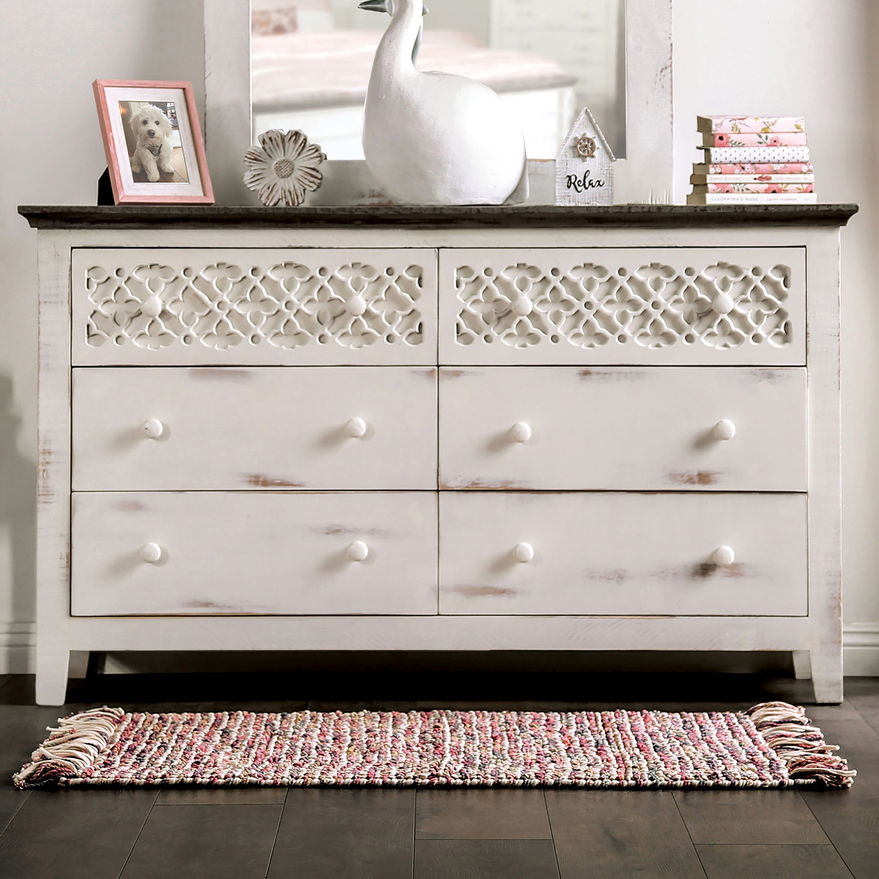 Jolain Farmhouse Vintage Ivory 56-inch Wide 6-Drawer Wood Dresser by  Furniture of America - Bed Bath & Beyond - 35800414