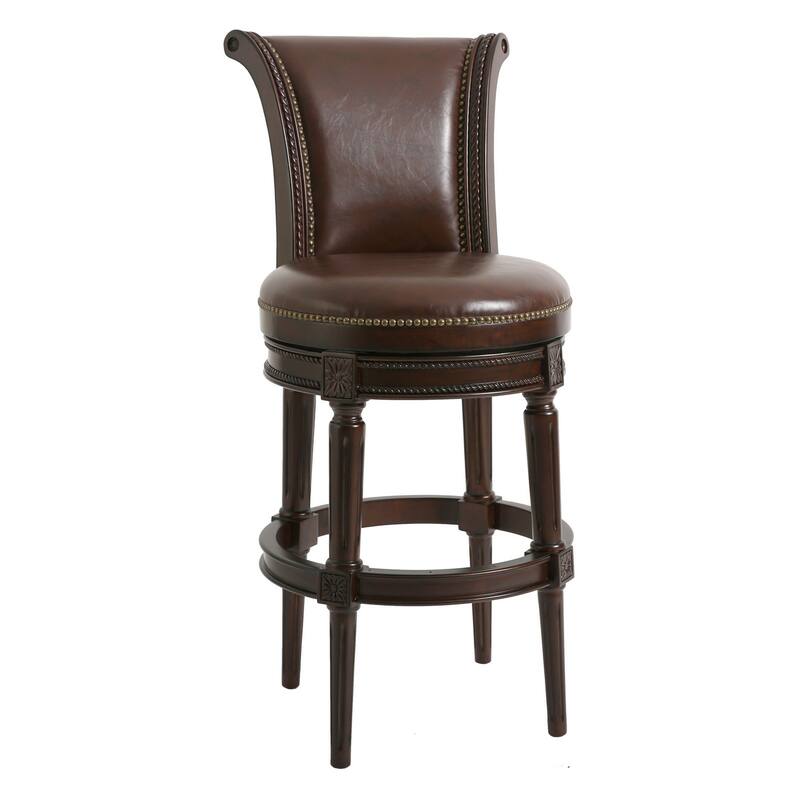 New Ridge Home Chapman 31in. Bar-Height Swivel Barstool with High-Back, Distressed Walnut Finish