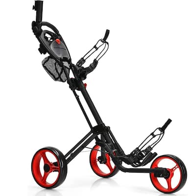 3 Wheel Folding Golf Push Cart with Brake Scoreboard Adjustable Handle