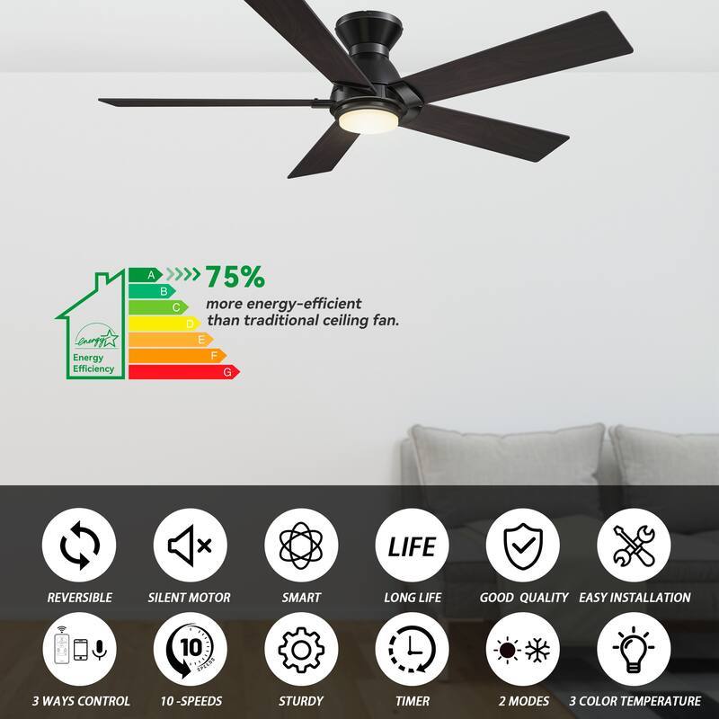 CARRO Joule 52" 5-Blade Smart Ceiling Fan with Light and Remote