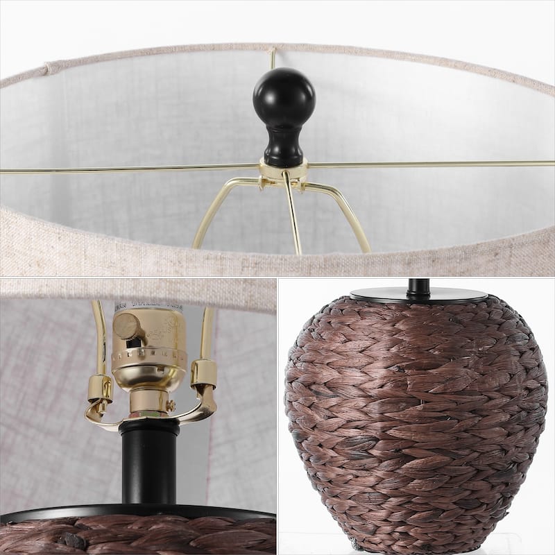 Elicia 24.5" Banana Leaf Basket LED Table Lamp, by JONATHAN Y