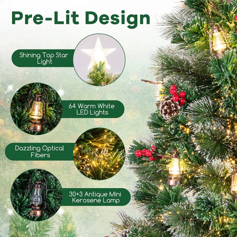 Gymax 5/6/7 FT Christmas Tree Artificial Xmas Tree w/ 8 Lighting Modes - See Details