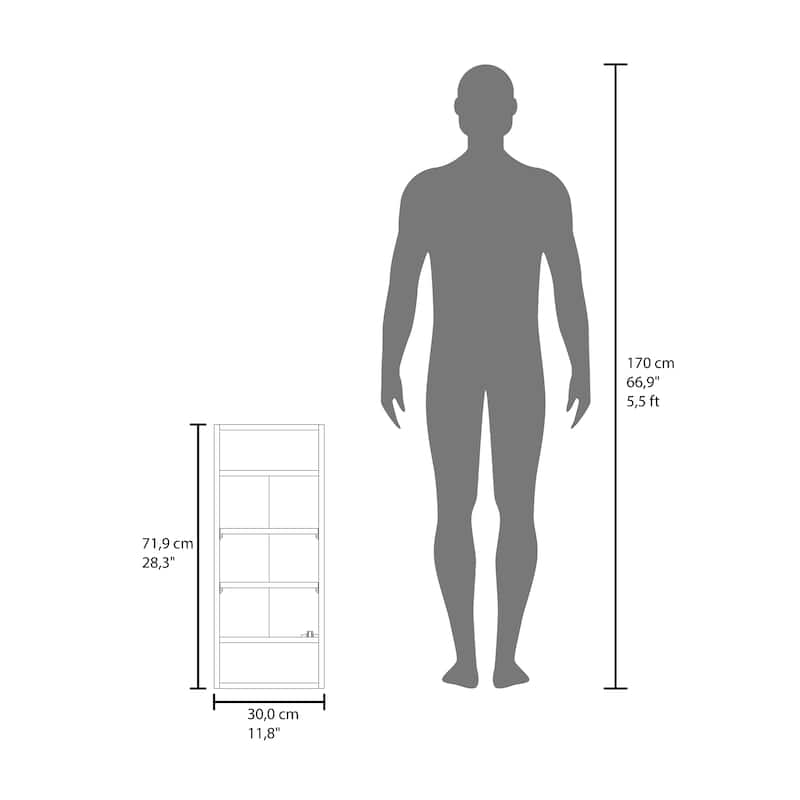 Medicine Cabinet, 1 Door, 5 Shelves, 1 Mirror, White