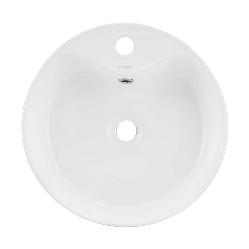 Trocadero 15.75" Round Console Sink With Faucet Mount, White Basin Matte Black Legs - 15.75" x 15.75" 5.51"